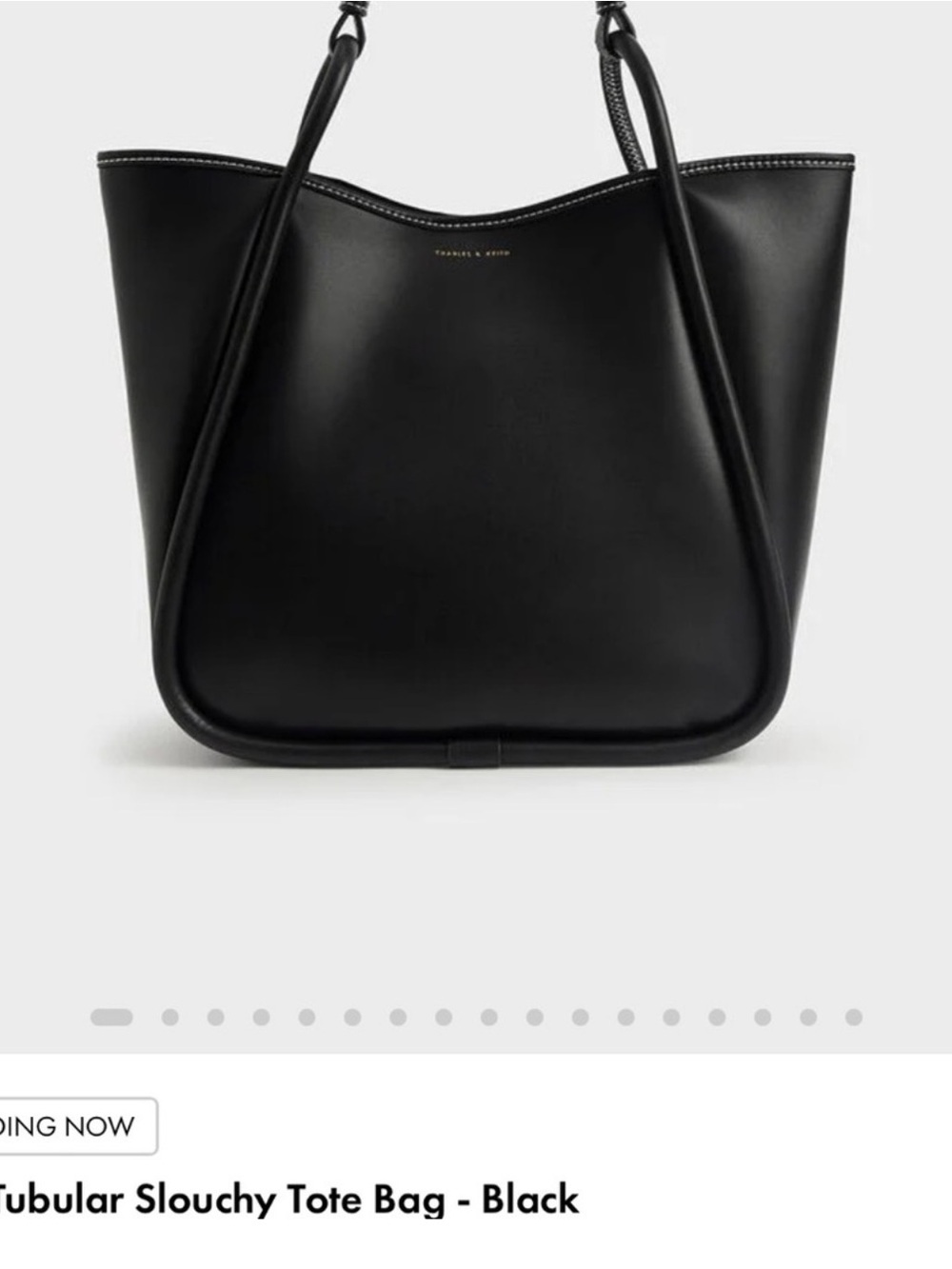 Charles & Keith Black Tubular Tote with Curved Top